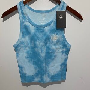 Body Glove Women's Milky Blue Tie-Dye Sleeveless Cropped Tank Top Size Small NWT